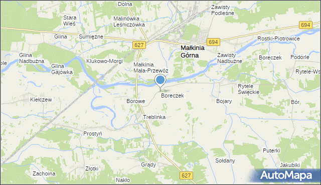 mapa Boreczek, Boreczek gmina Małkinia Górna na mapie Targeo